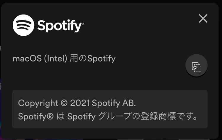 設定画面にあるSpotifyの概要画面