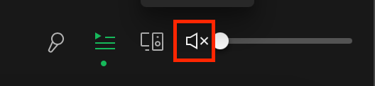 Spotifyの音量ボタンが消音になっている画像